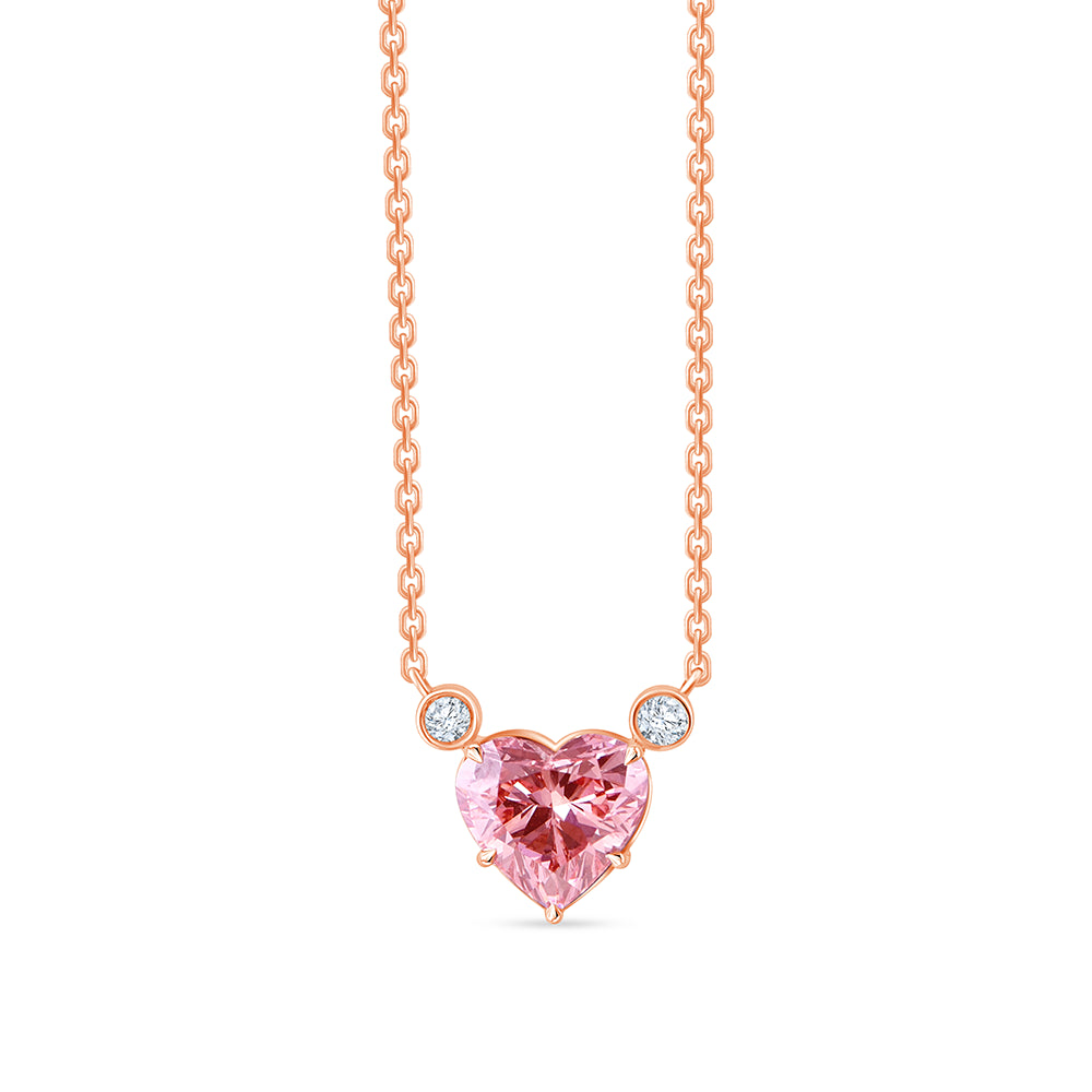 Heart Cut Pink Diamond Solitaire Pendant