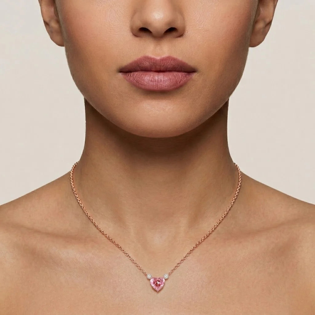 Heart Cut Pink Diamond Solitaire Pendant