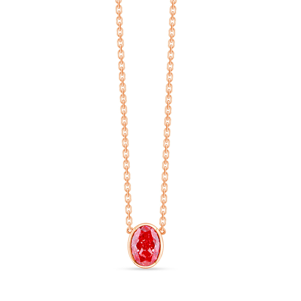 Oval Cut Pink Diamond Solitaire Pendant