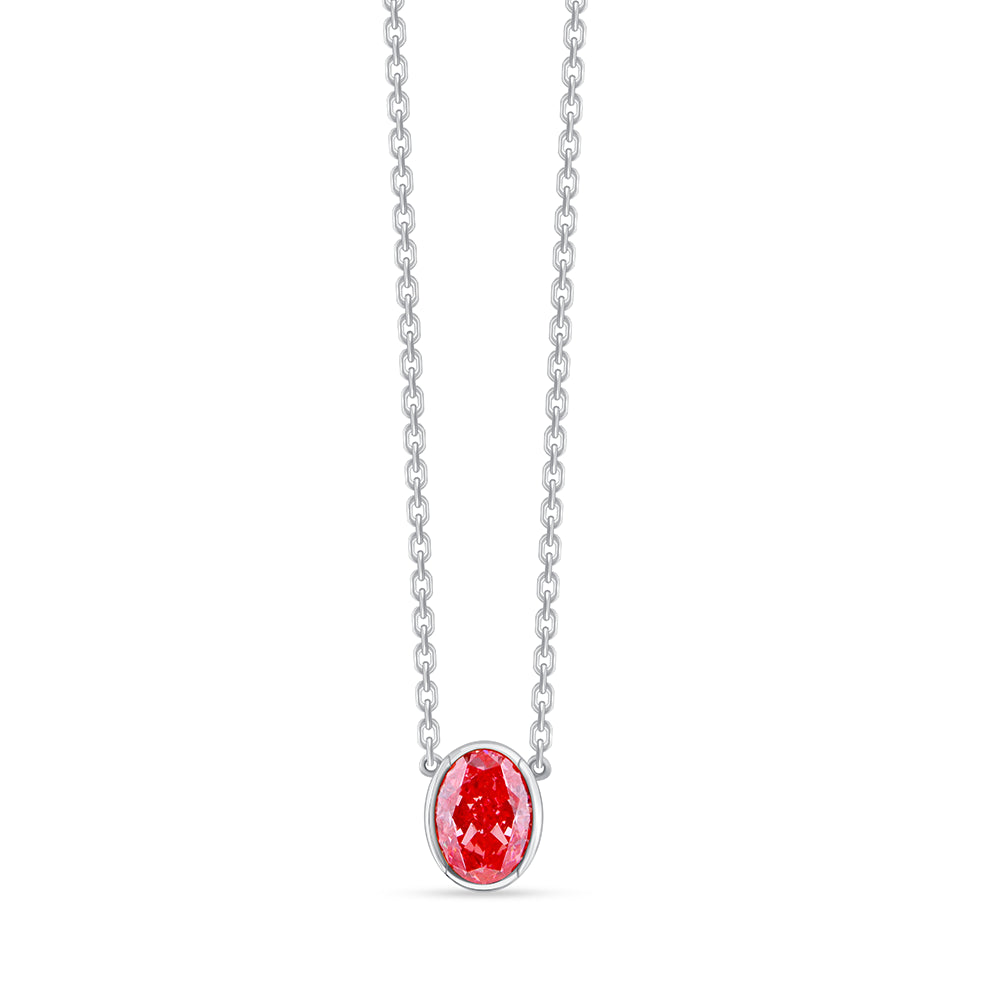 Oval Cut Pink Diamond Solitaire Pendant