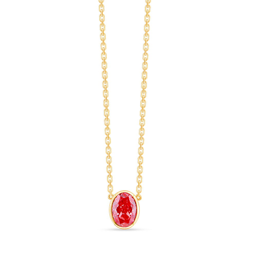 Oval Cut Pink Diamond Solitaire Pendant