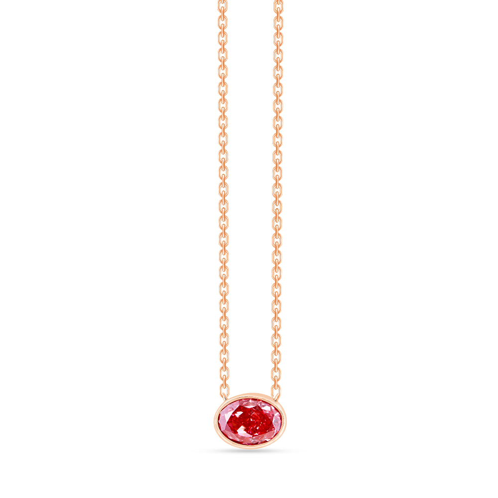 Oval Cut Pink Diamond Solitaire Pendant