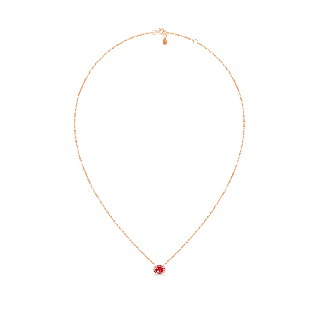 Oval Cut Pink Diamond Solitaire Pendant