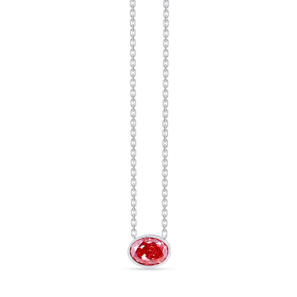 Oval Cut Pink Diamond Solitaire Pendant