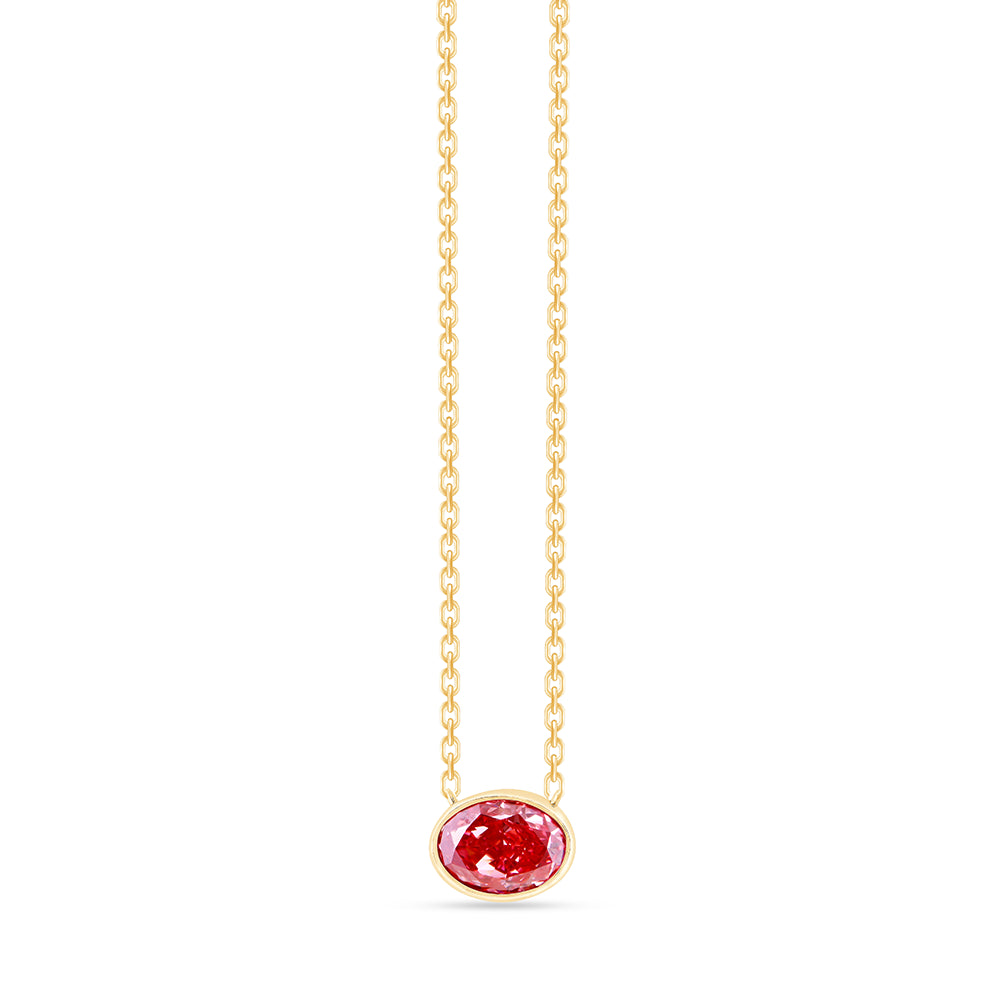 Oval Cut Pink Diamond Solitaire Pendant