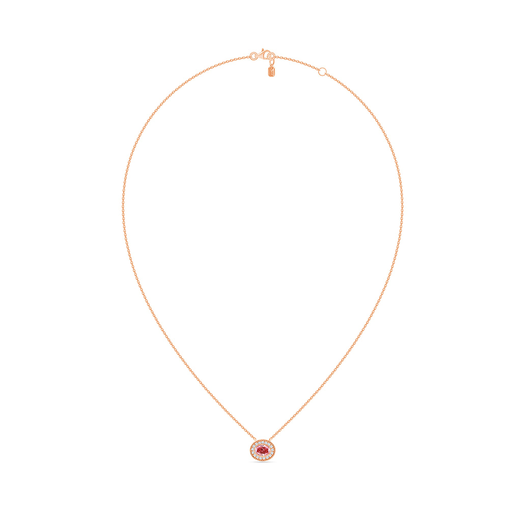 Oval Cut Pink Diamond Halo Pendant