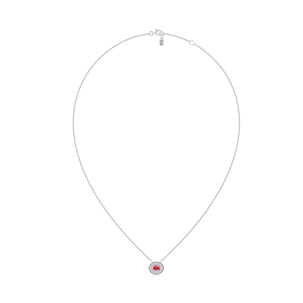 Oval Cut Pink Diamond Halo Pendant