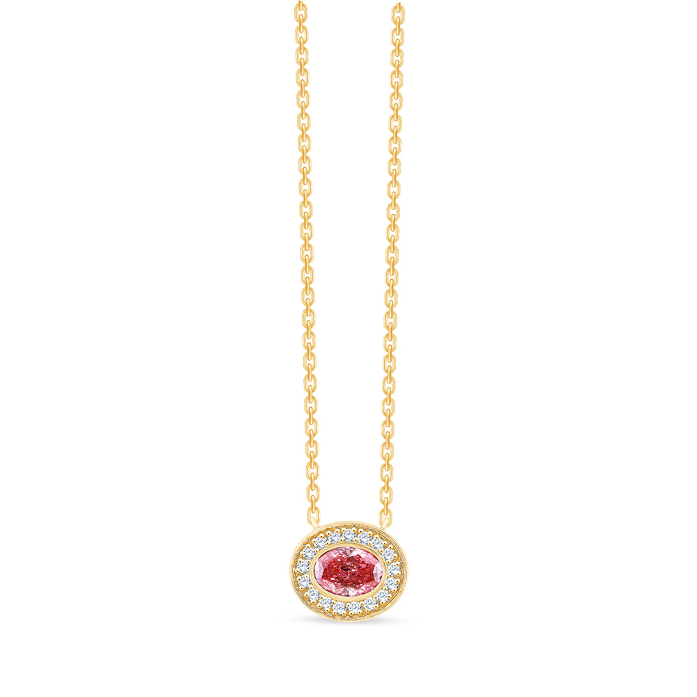 Oval Cut Pink Diamond Halo Pendant