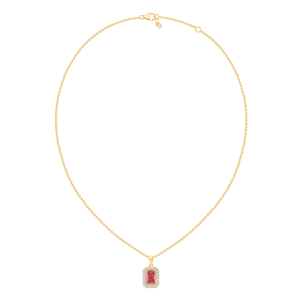 Cushion Cut Pink Diamond Halo Pendant