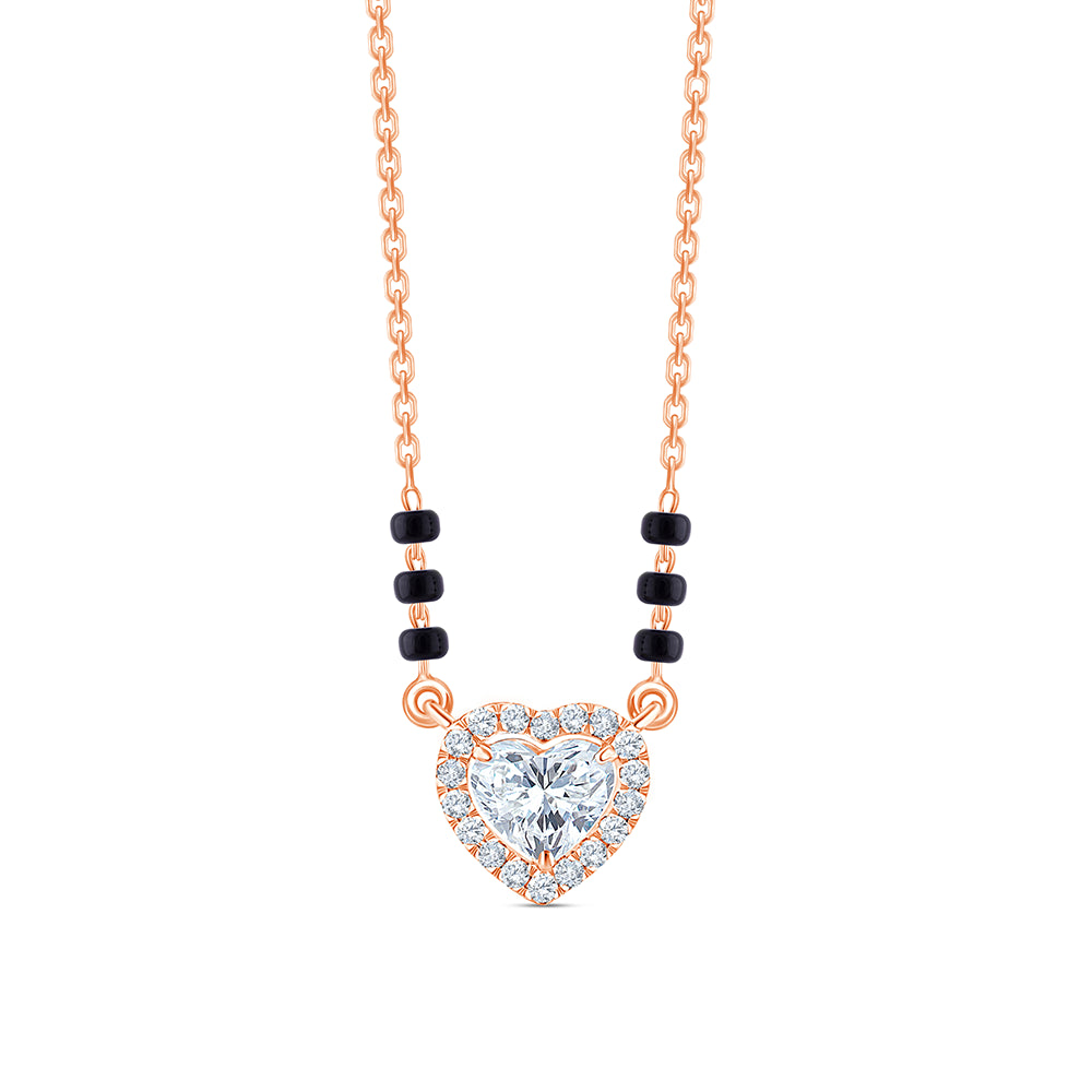 Heart Cut Halo Mangalsutra Pendant