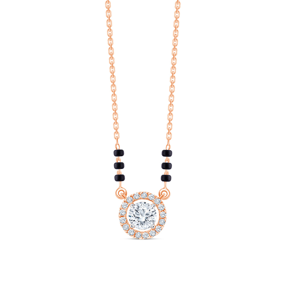 Brilliant Cut Halo Mangalsutra Pendant
