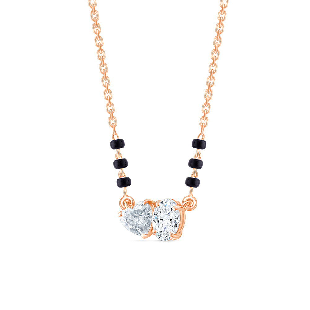 Heart Oval Cut Toi et Moi Mangalsutra Pendant
