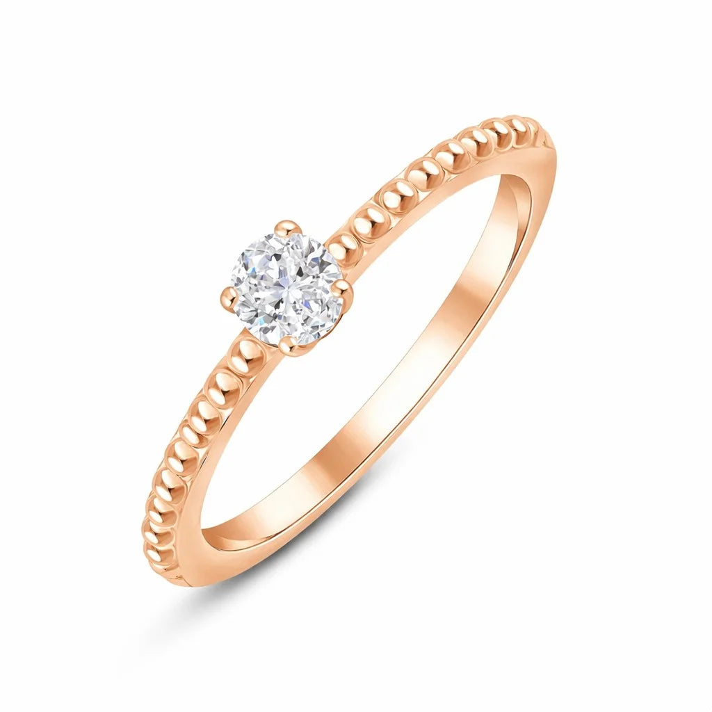 Brilliant Cut Beaded Stackable Ring