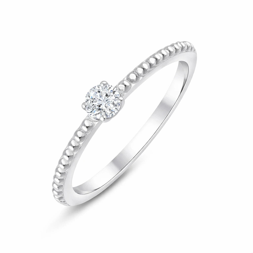 Brilliant Cut Beaded Stackable Ring