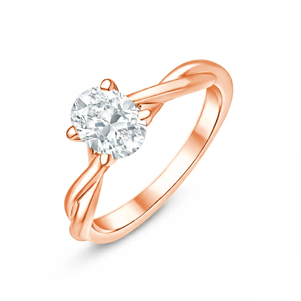 Oval Cut Twist Solitaire Engagement Ring