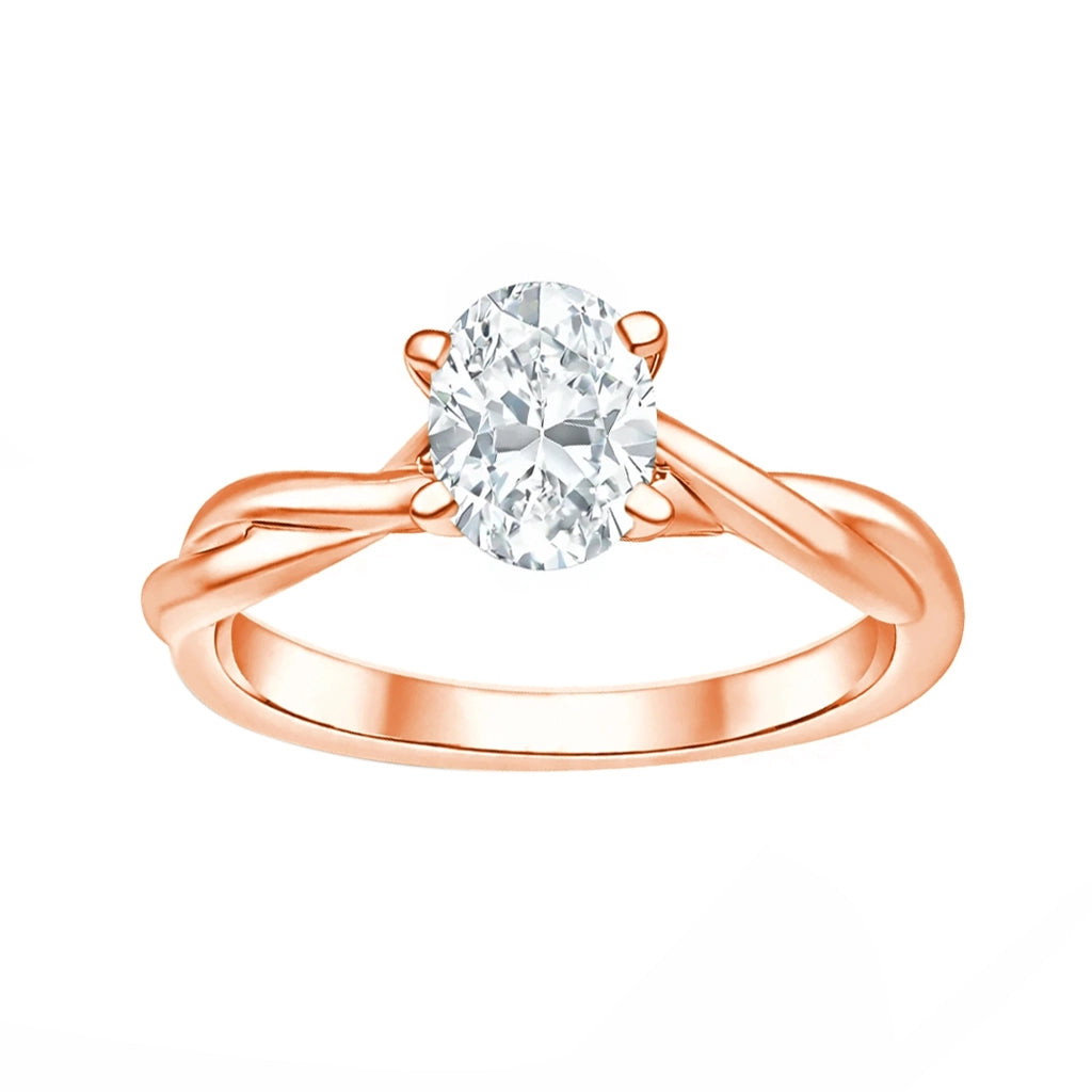 Oval Cut Twist Solitaire Engagement Ring
