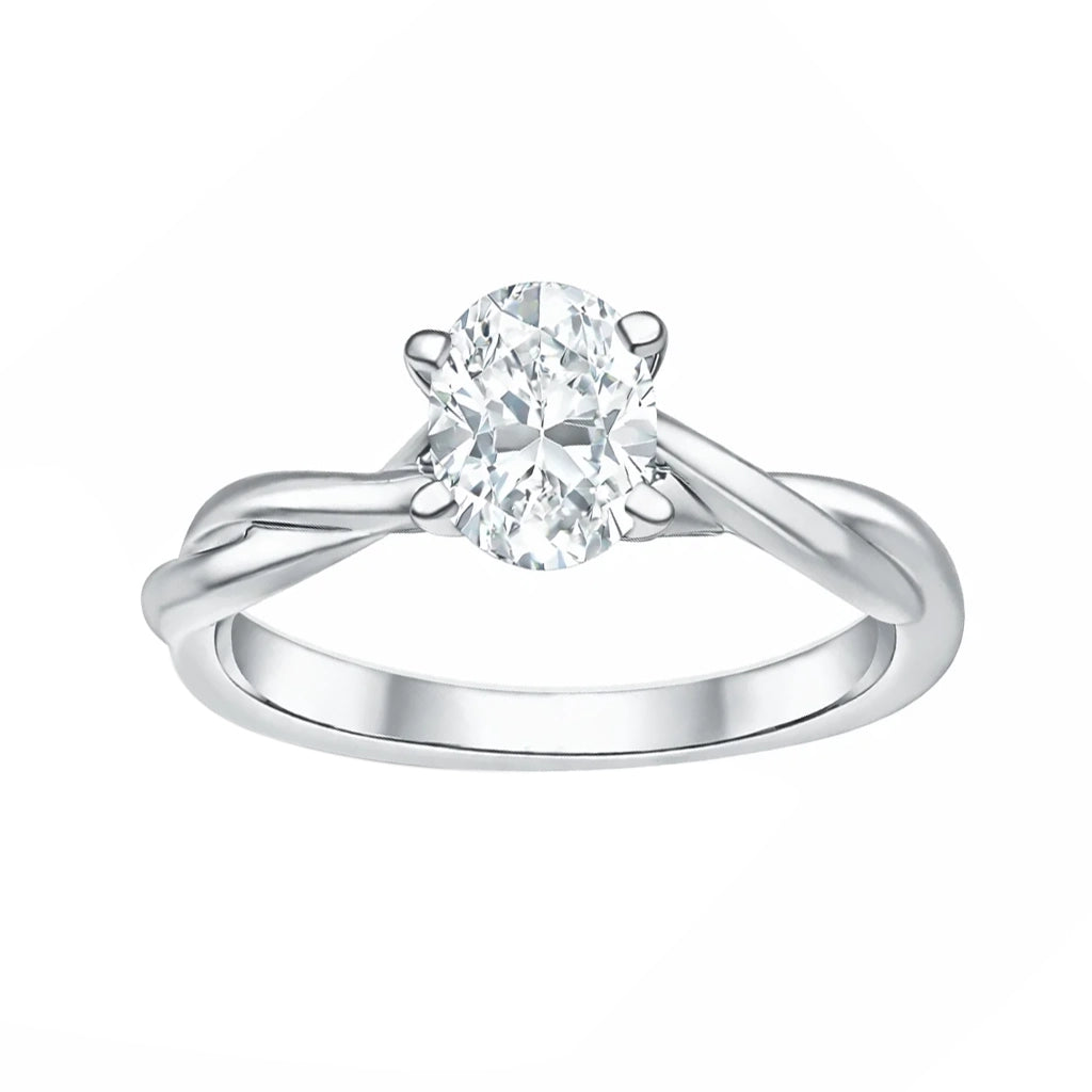 Oval Cut Twist Solitaire Engagement Ring