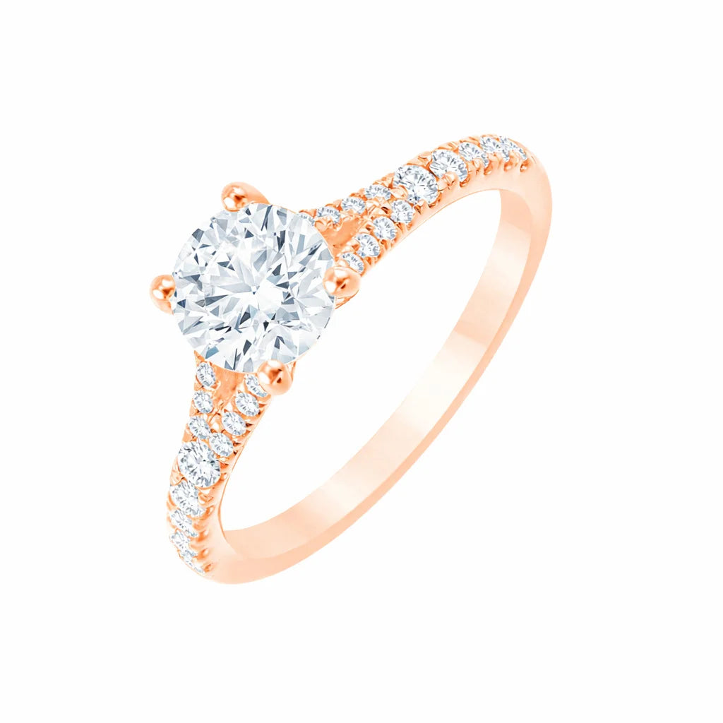 Brilliant Cut Tapered Accent Solitaire Engagement Ring