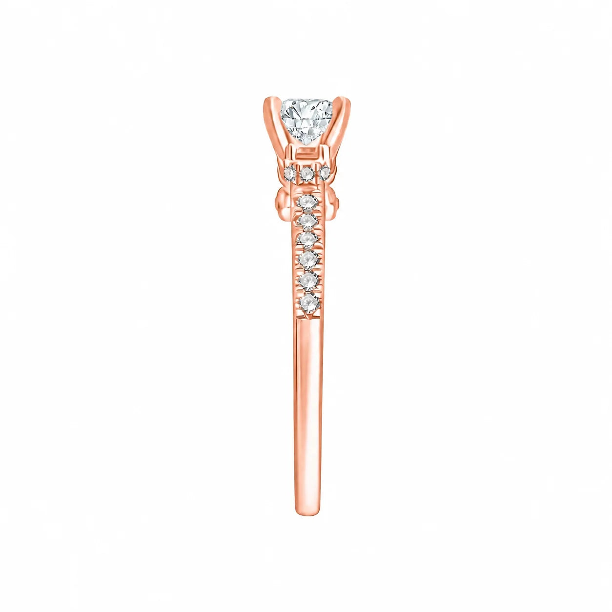 Brilliant Cut Tapered Accent Solitaire Engagement Ring