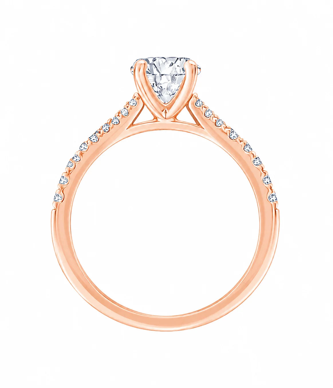 Brilliant Cut Tapered Accent Solitaire Engagement Ring
