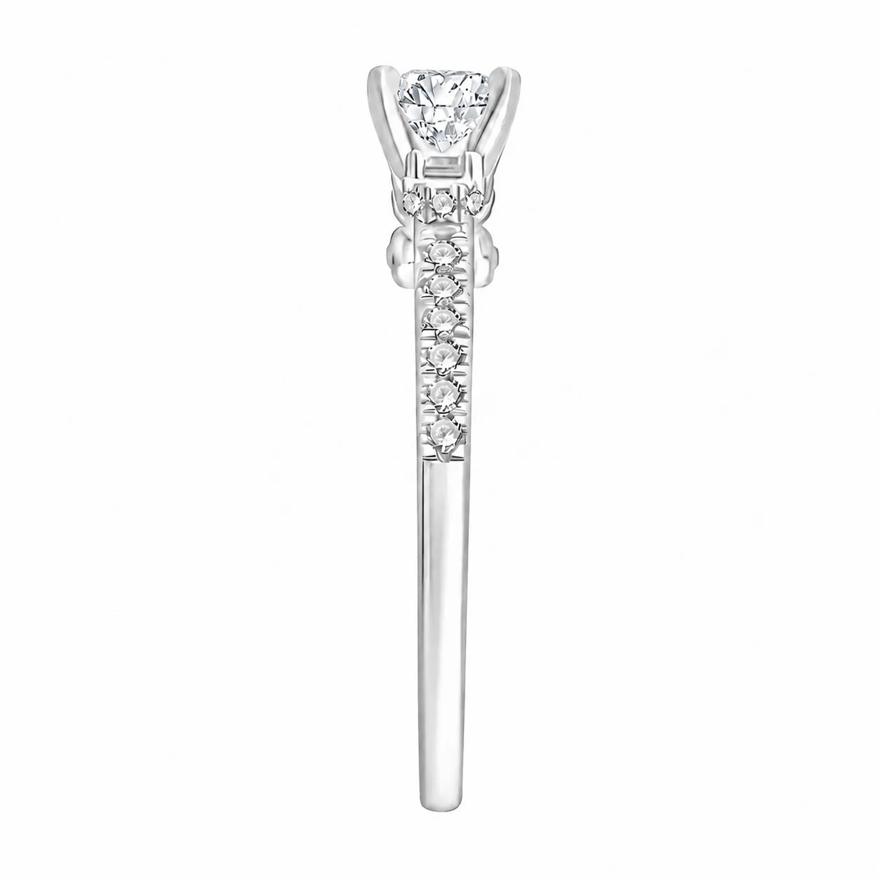 Brilliant Cut Tapered Accent Solitaire Engagement Ring