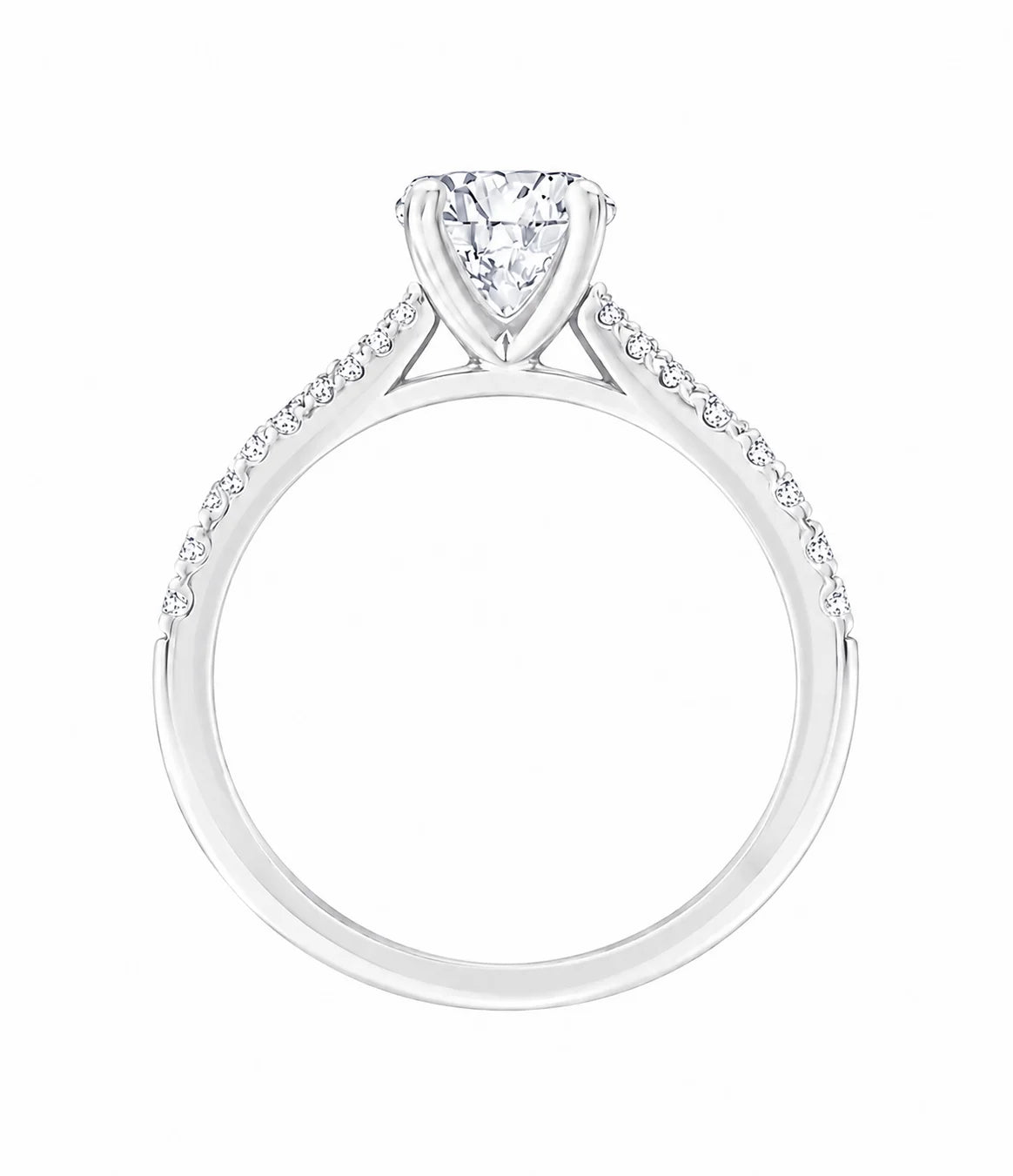 Brilliant Cut Tapered Accent Solitaire Engagement Ring