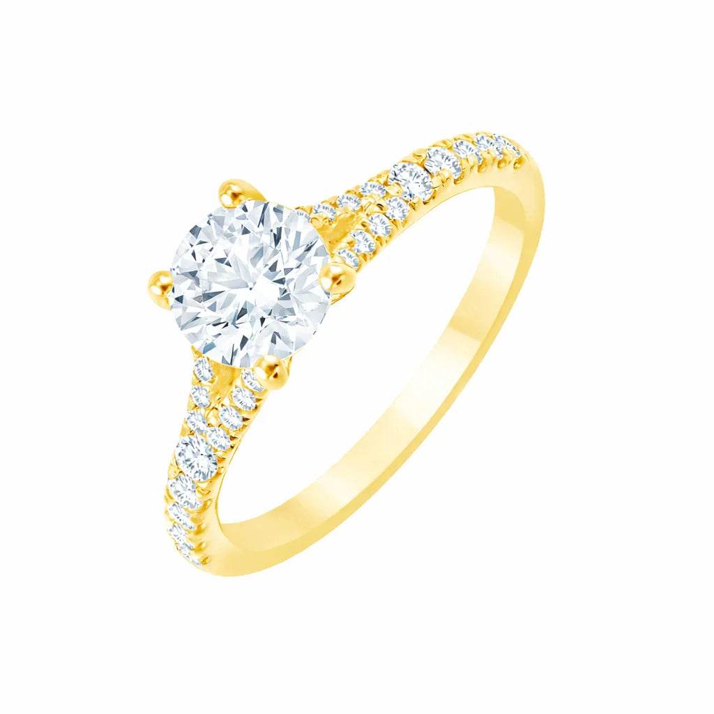 Brilliant Cut Tapered Accent Solitaire Engagement Ring