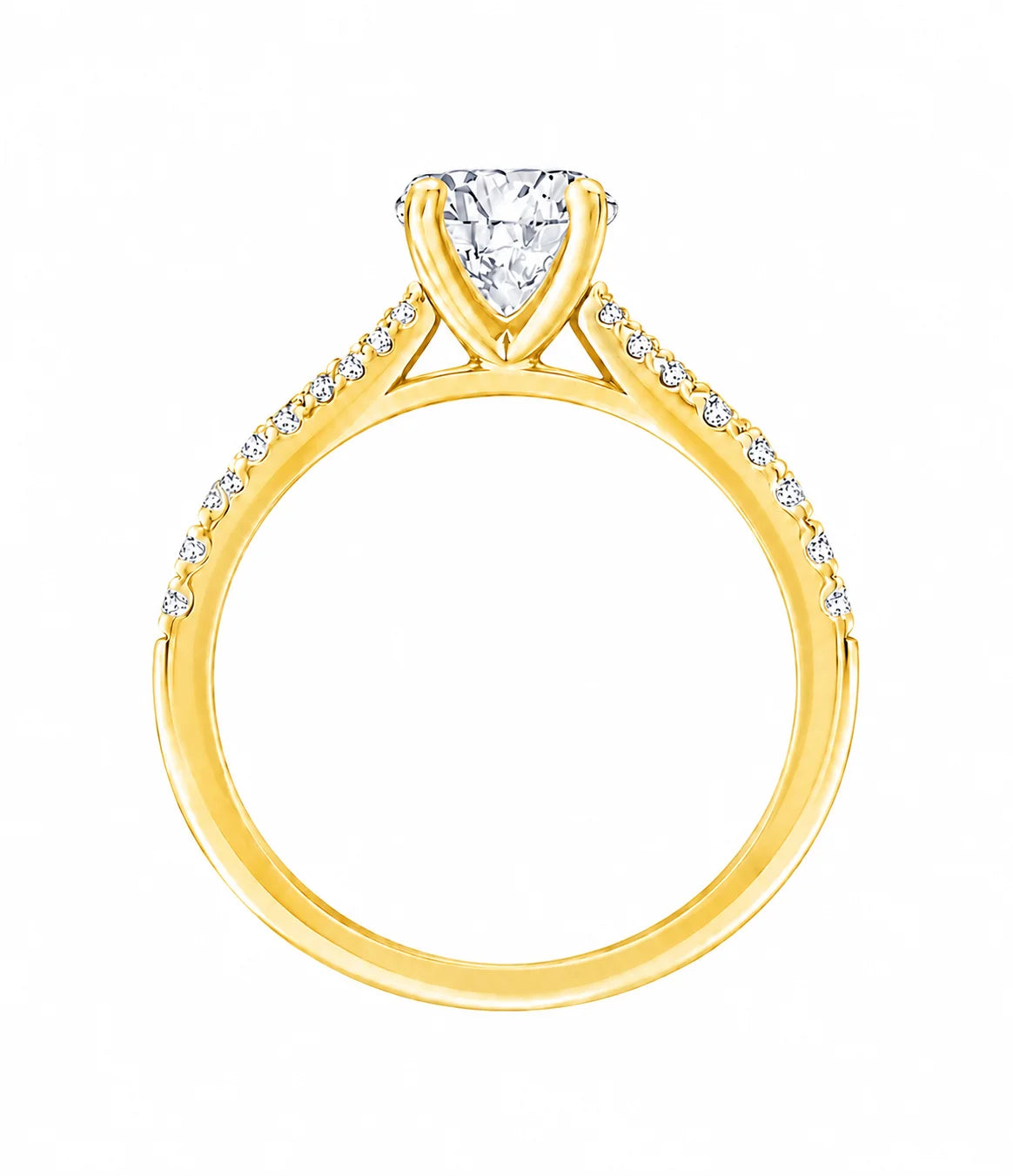 Brilliant Cut Tapered Accent Solitaire Engagement Ring
