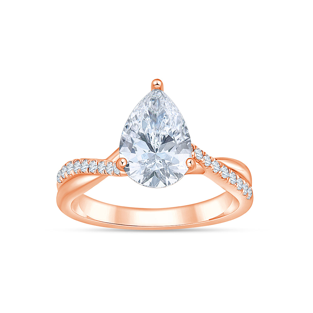 Pear Cut Diamond Accent Twist Solitaire Engagement Ring