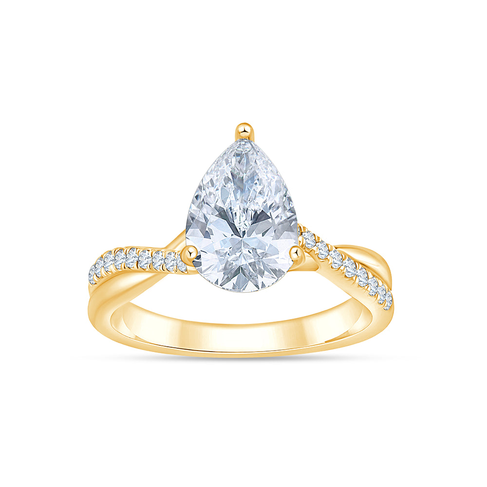 Pear Cut Diamond Accent Twist Solitaire Engagement Ring
