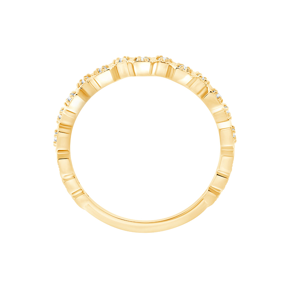 Brilliant Cut Hexagon Pattern Band