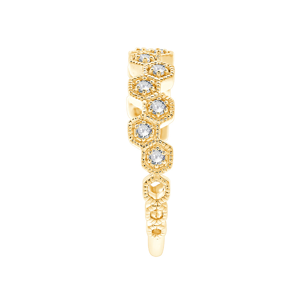 Brilliant Cut Hexagon Pattern Band