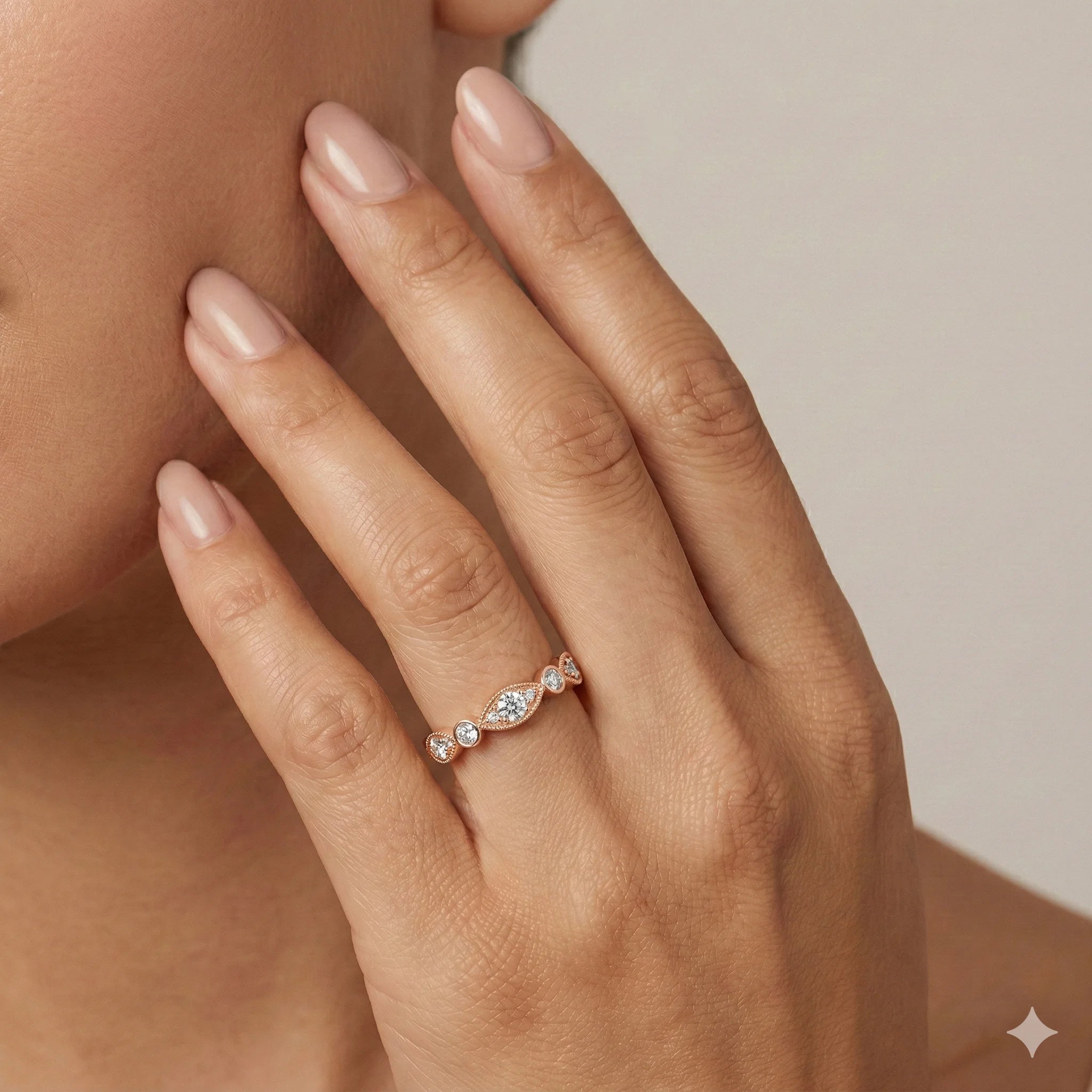 Brilliant Cut Alternating Frame Band