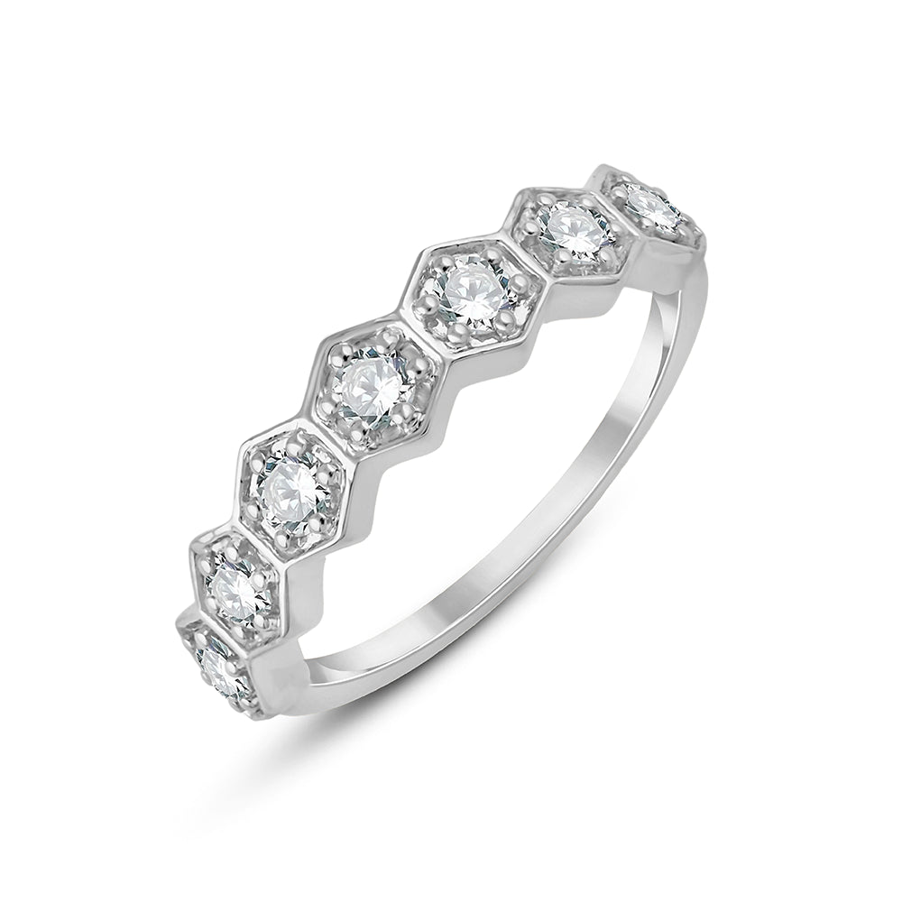 Hexagon Diamond Stackable Ring