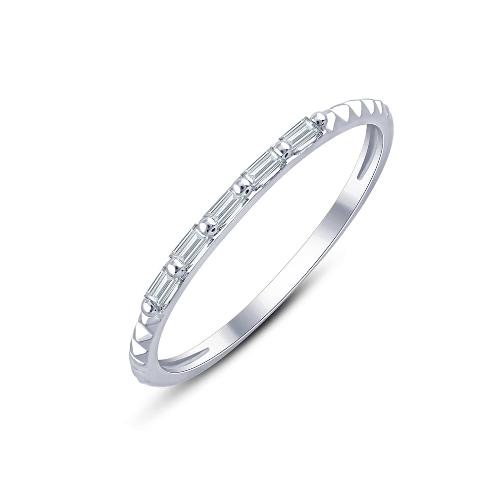 Baguette Cut Grooved Accent Band