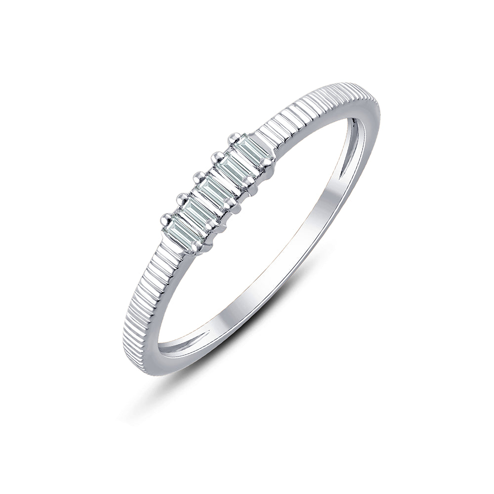 Baguette Cut Textured Accent Band