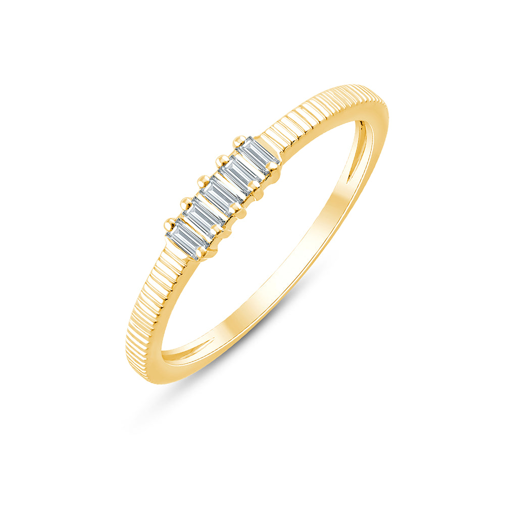 Baguette Cut Textured Accent Band