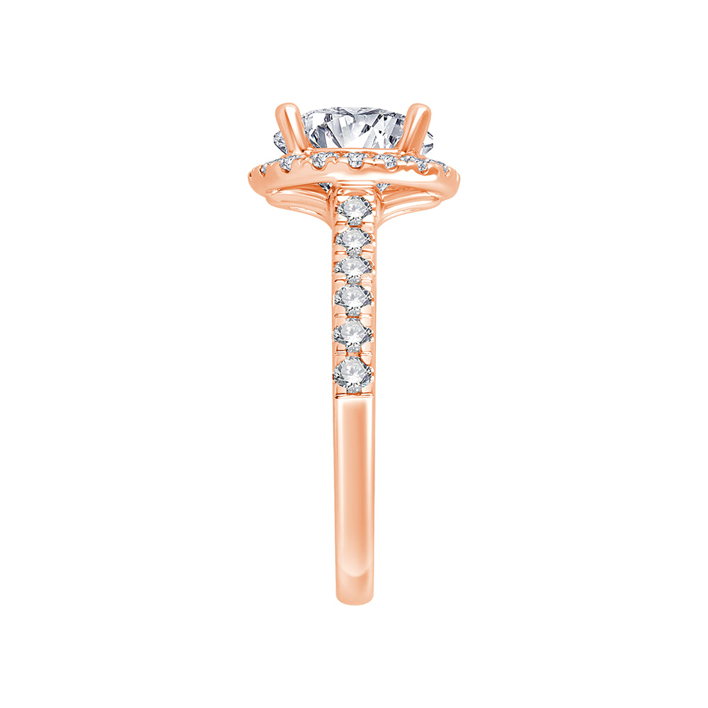 Brilliant Cut Halo Diamond Accent Solitaire Engagement Ring