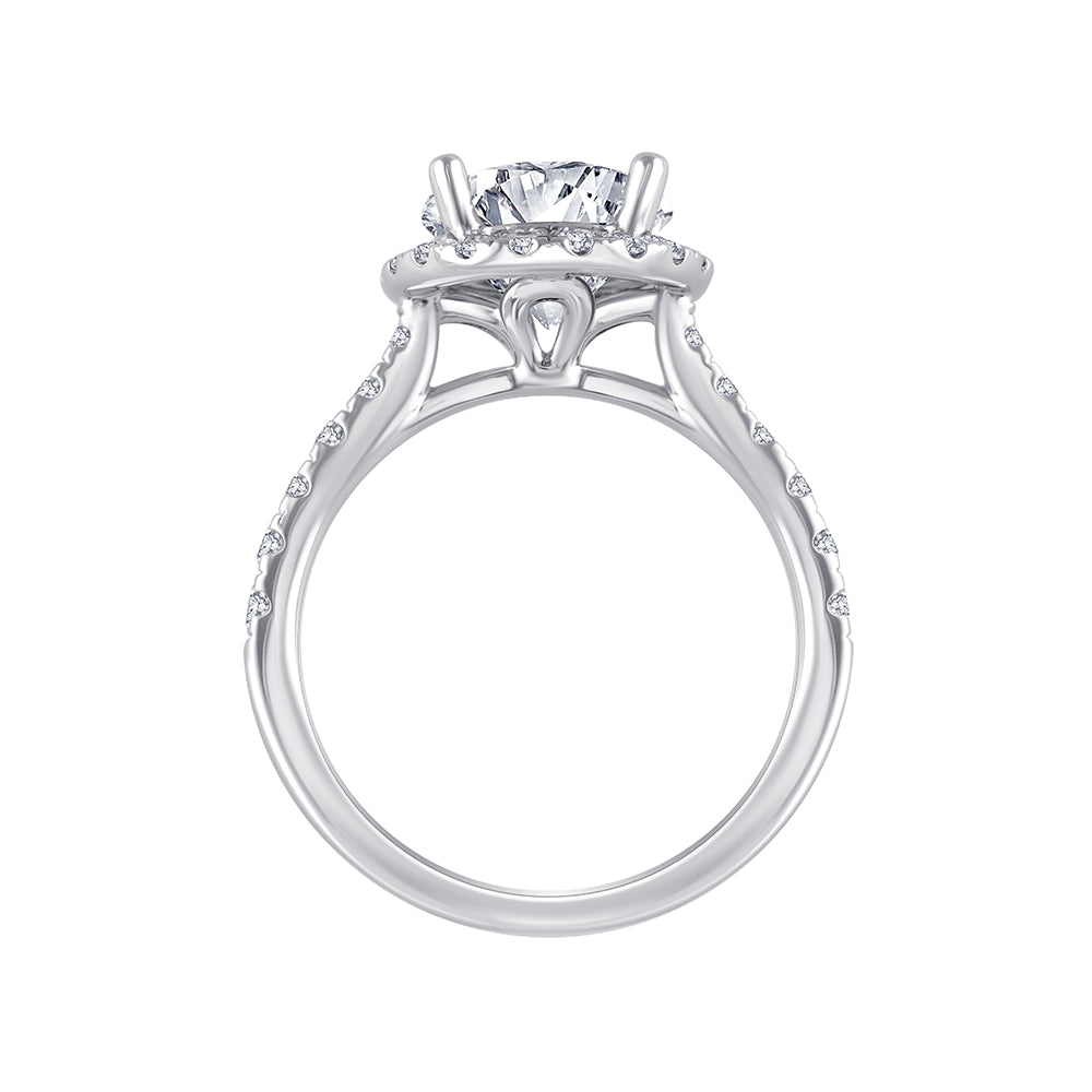 Brilliant Cut Halo Diamond Accent Solitaire Engagement Ring