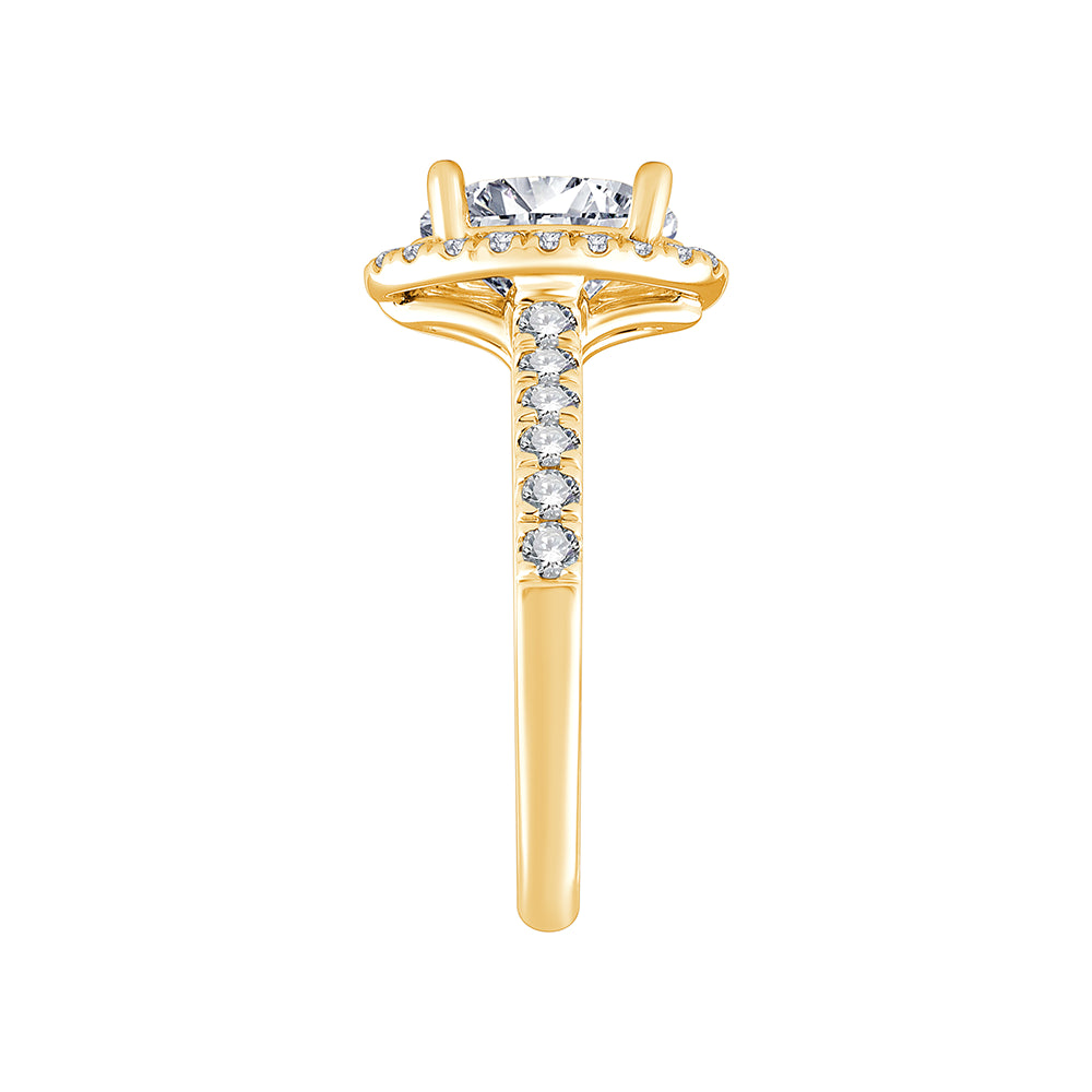 Oval Cut Halo Diamond Accent Solitaire Engagement Ring