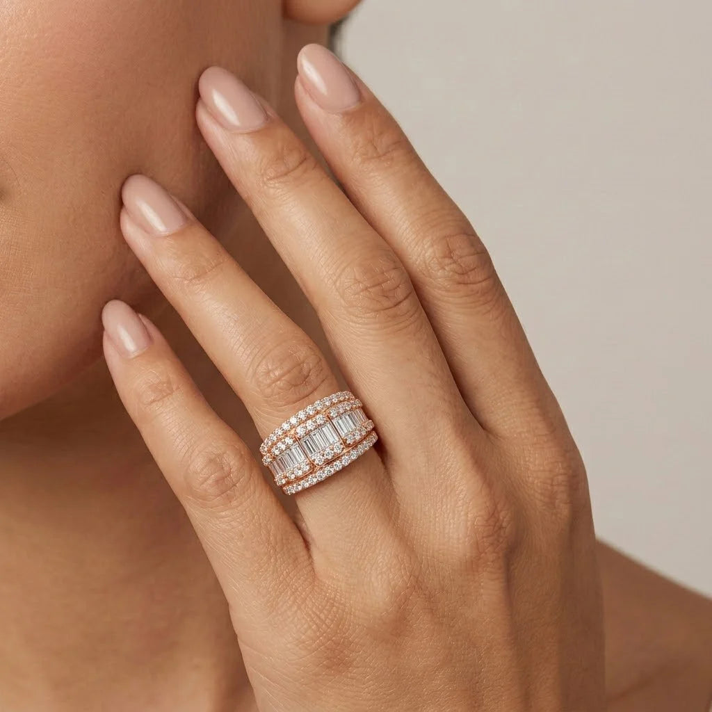 Baguette Row Layered Band
