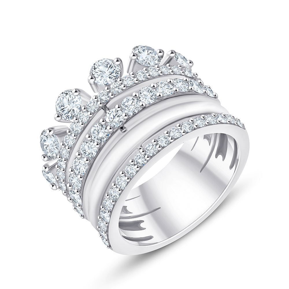 Brilliant Cut Stacked Crown Ring