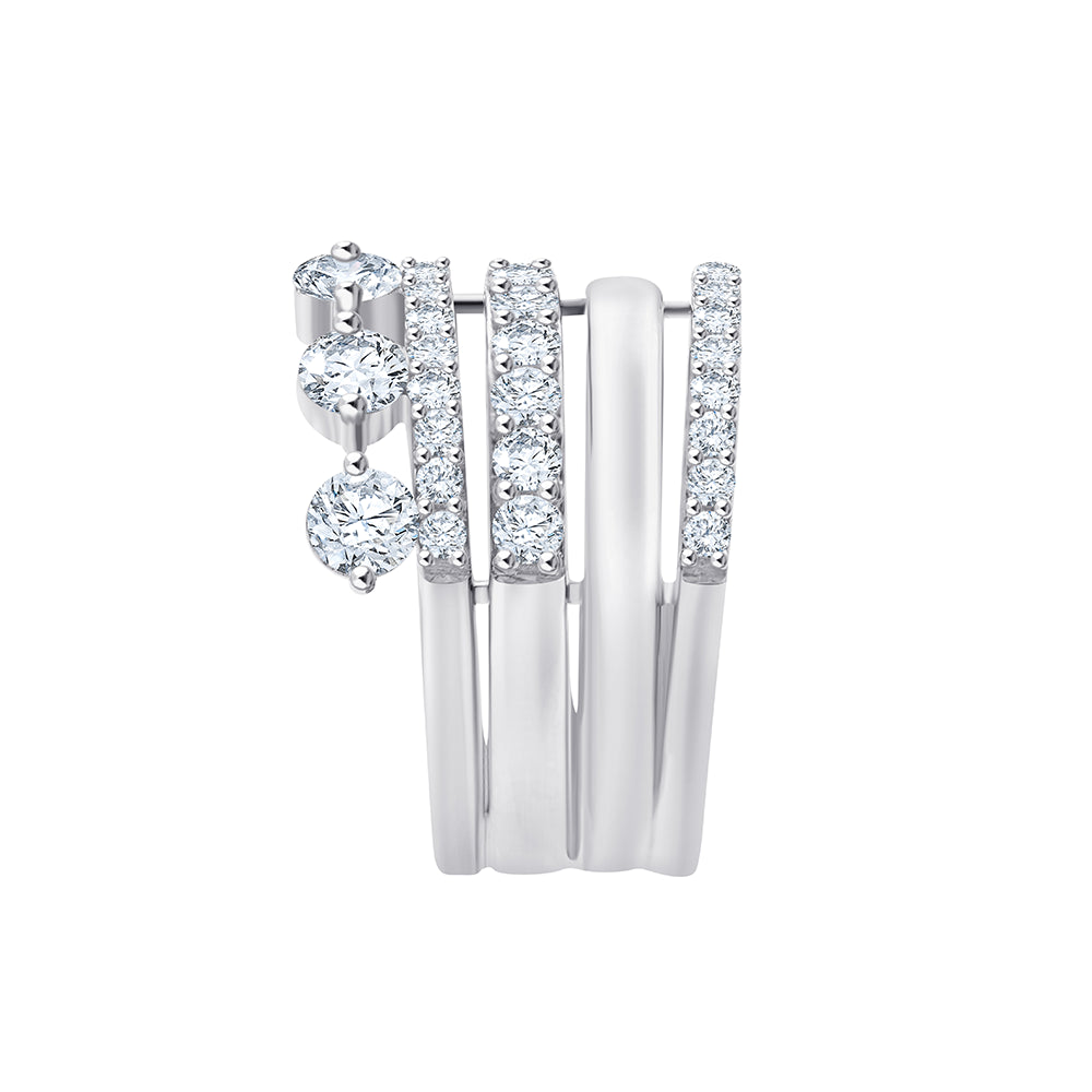 Brilliant Cut Stacked Crown Ring