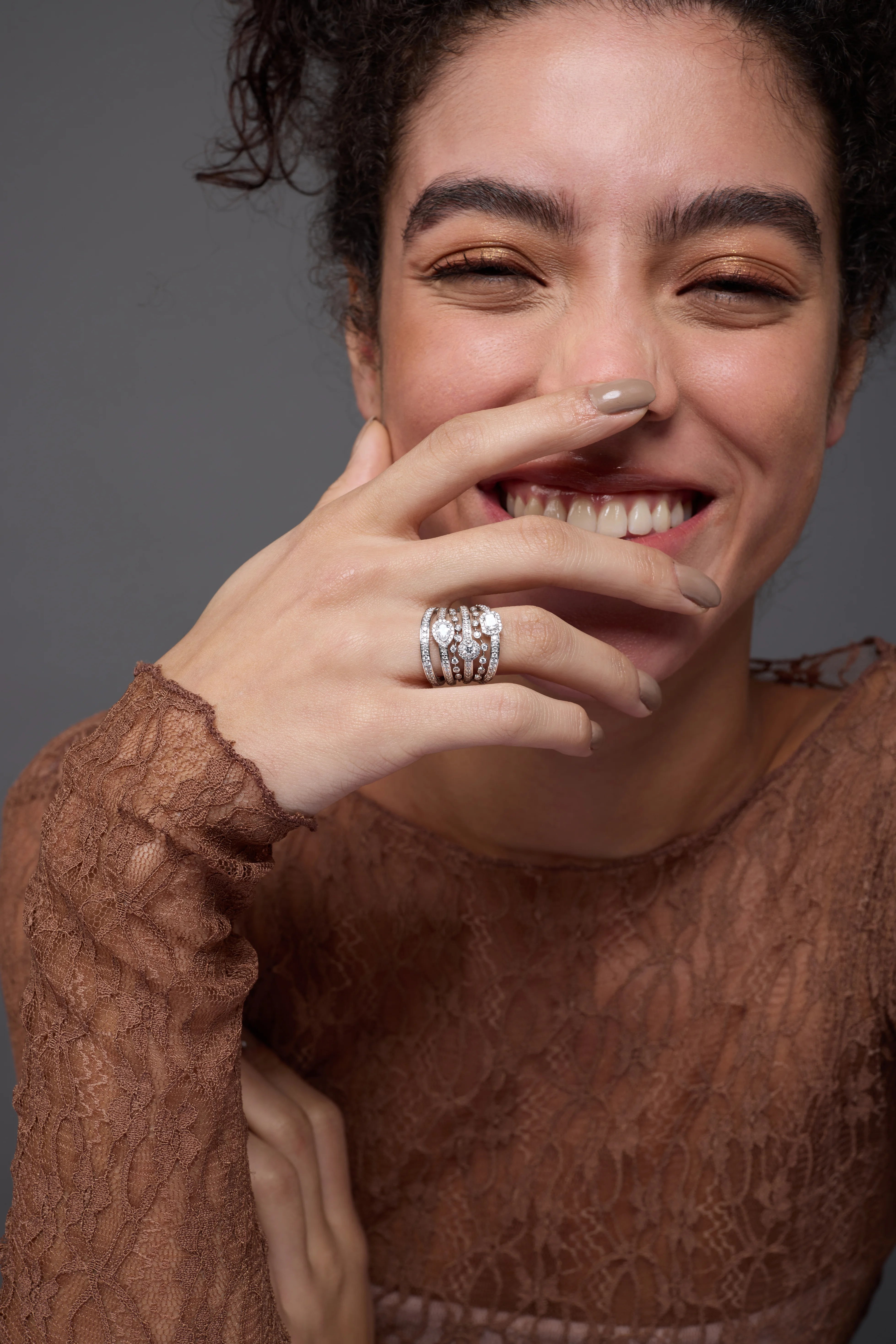 Mixed Cut MultiRow Halo Statement Ring