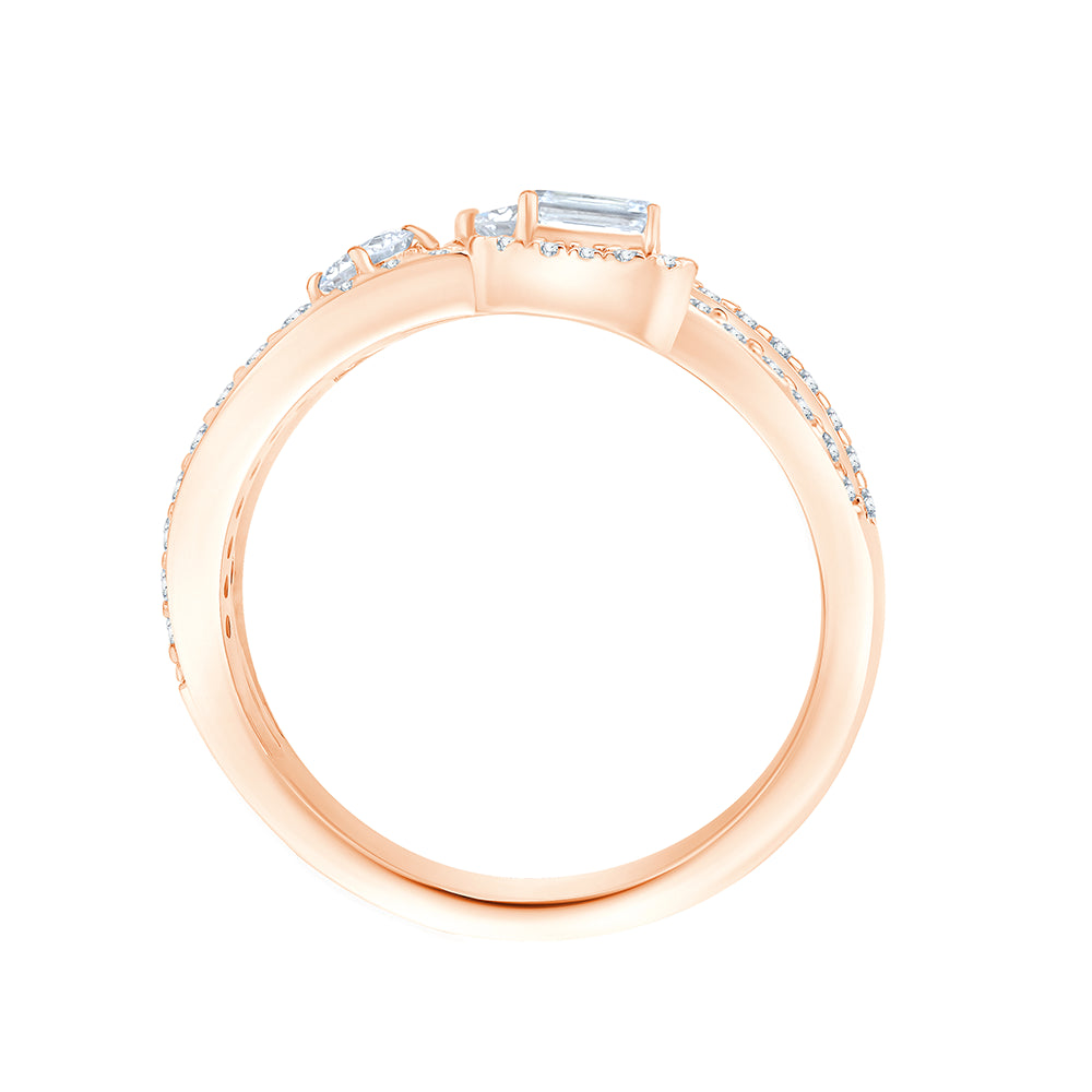 Mixed Cut MultiRow Halo Statement Ring