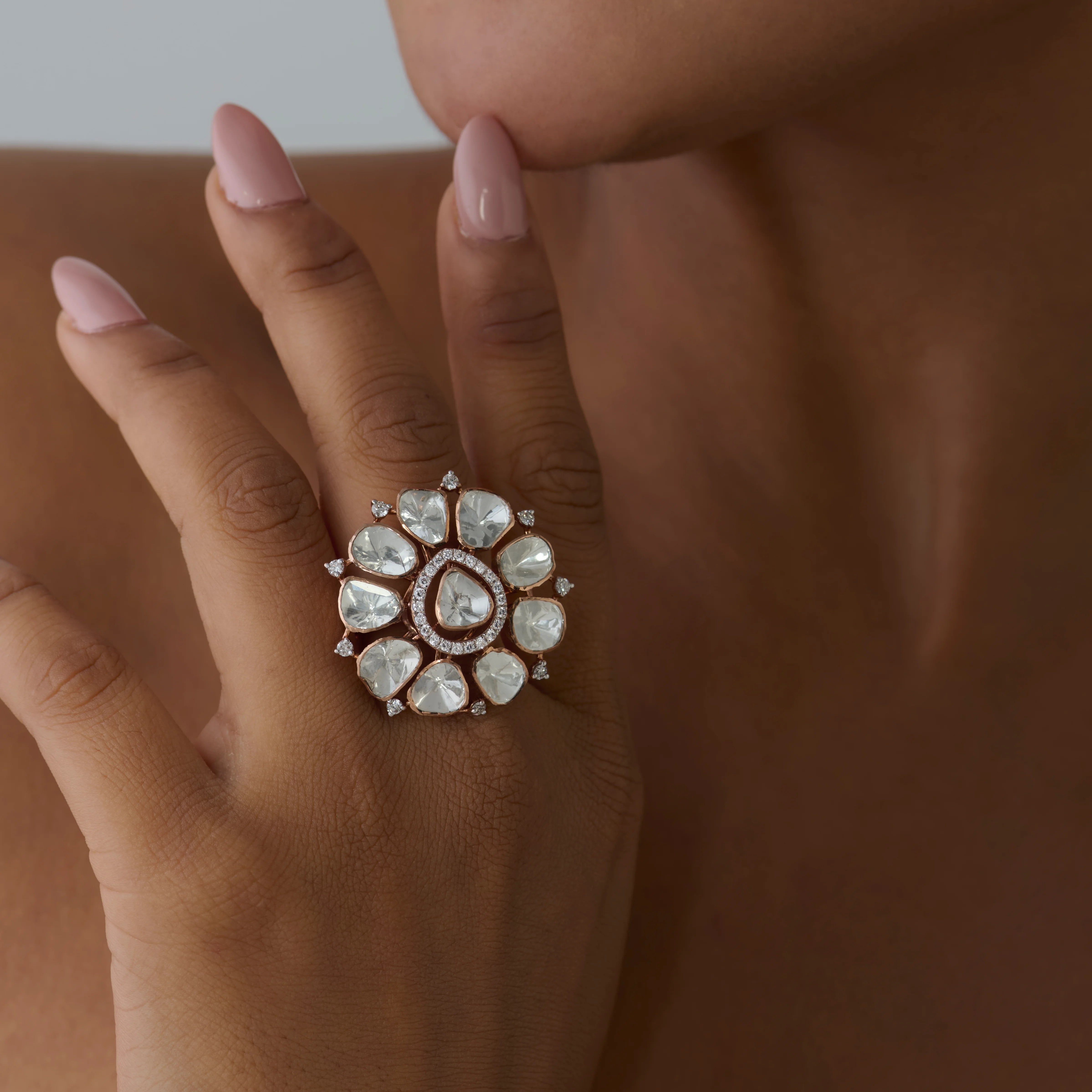 Polki Diamond Floral Cocktail Ring