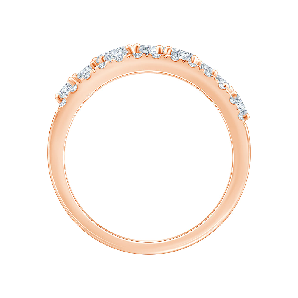 Mixed Cut Triple Row Diamond Statement Ring