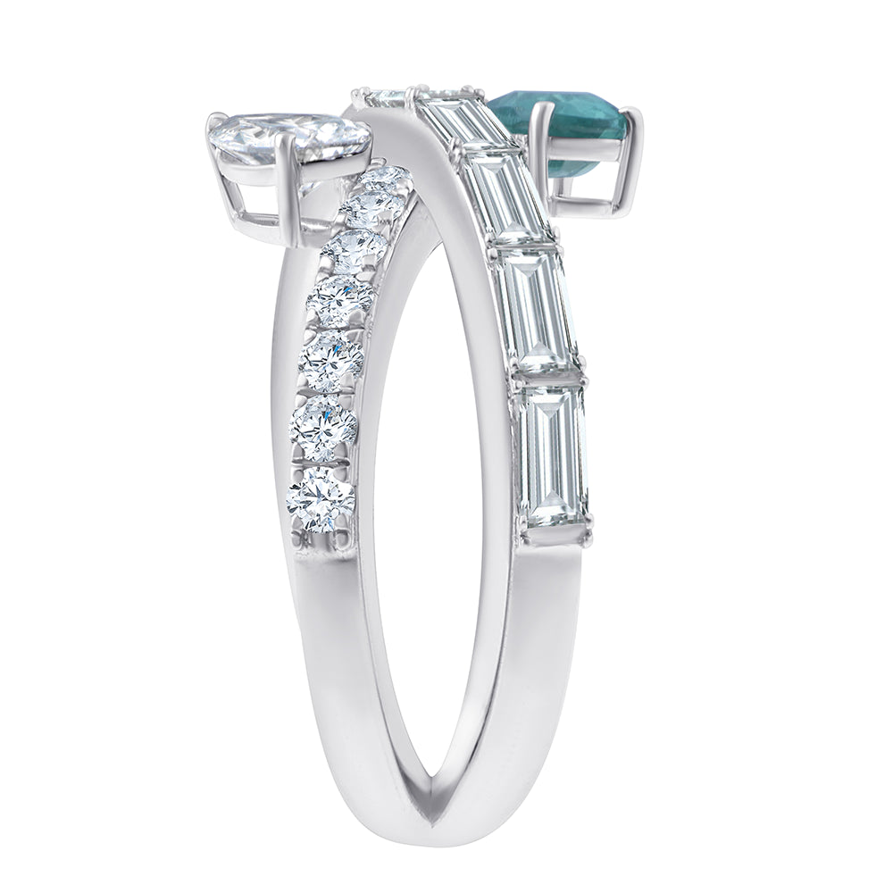SemiPrecious Emerald Pear Cut Crossover Ring