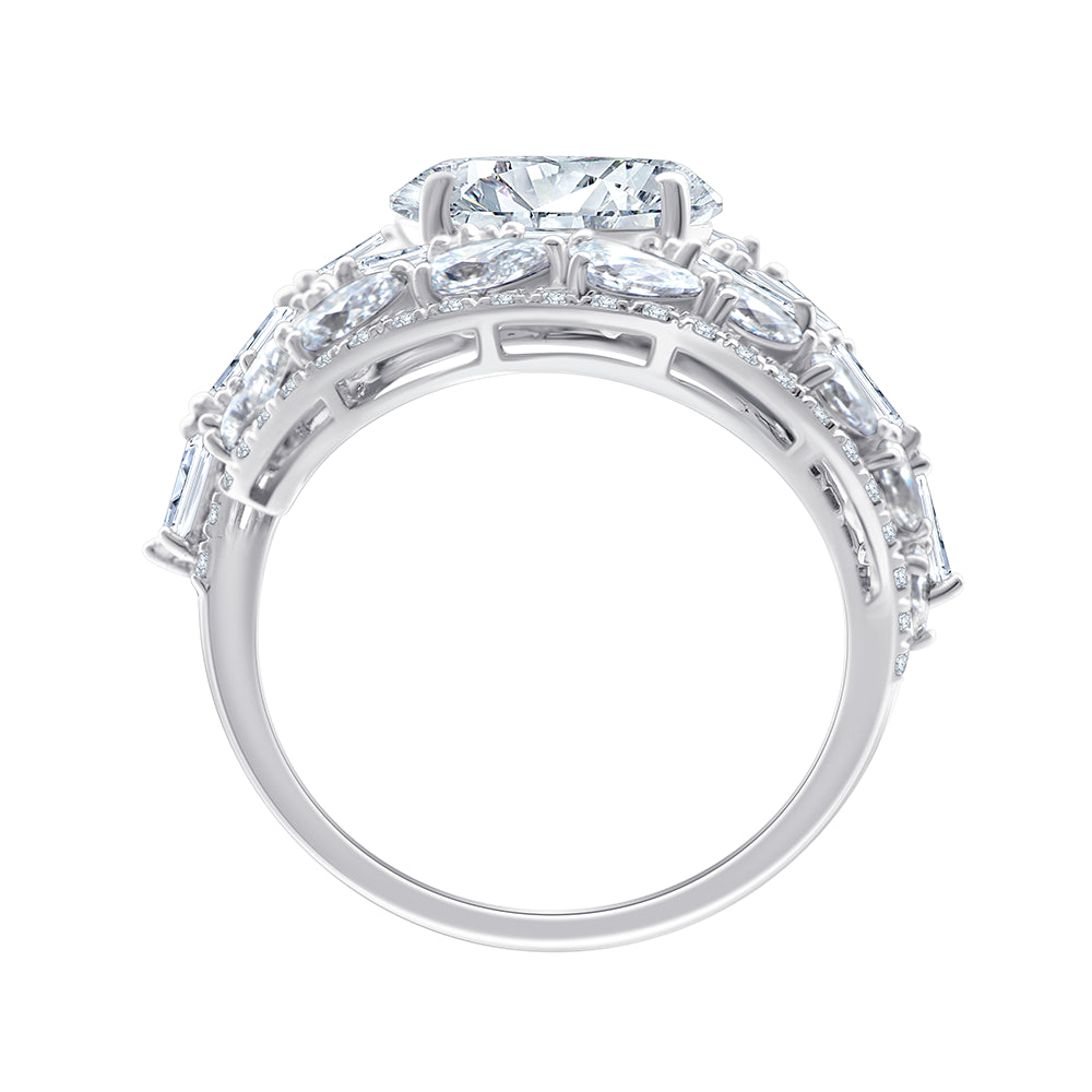 Mixed Cut Tiered Oval-Centre Statement Ring