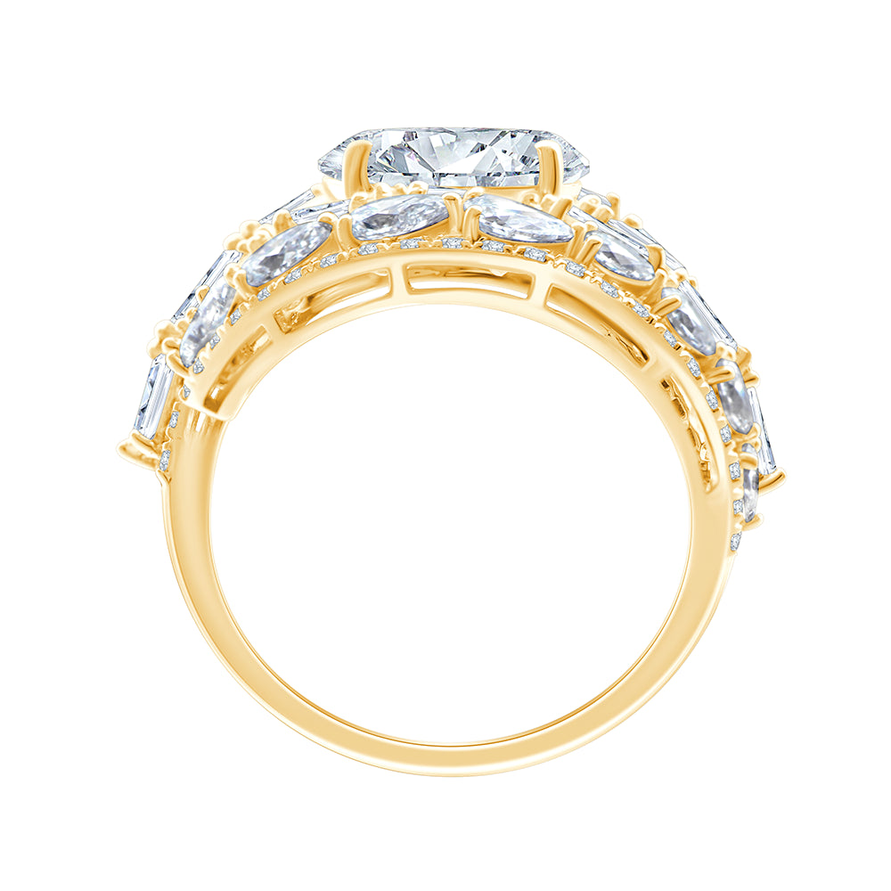 Mixed Cut Tiered Oval-Centre Statement Ring